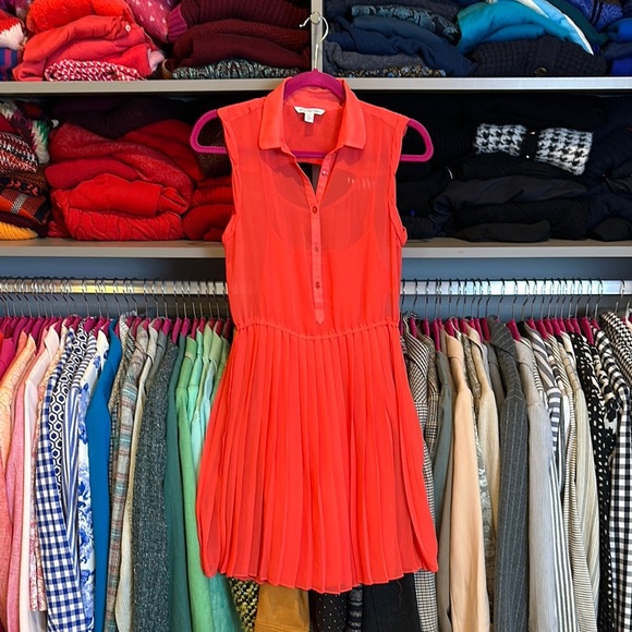 American Eagle Outfitters dark coral sleeveless pleated dress with slip size XS - Picture 1 of 3